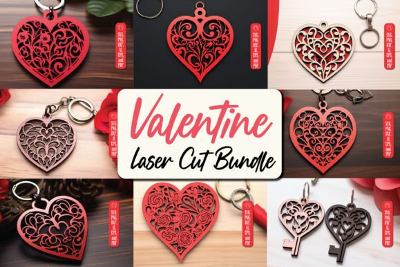 Laser Cut Valentine Keychain SVG Bundle