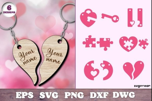 Valentines Day Couple Keychain Laser Cut