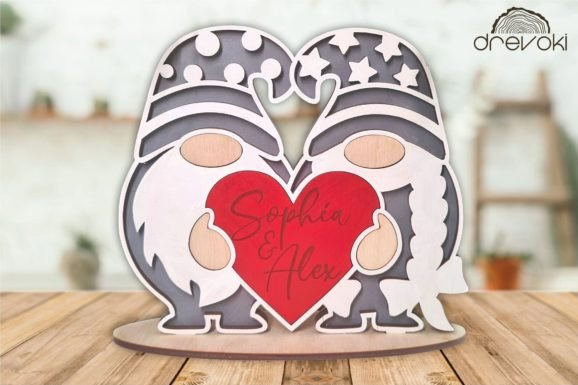 Valentines Gnome on Stand Svg